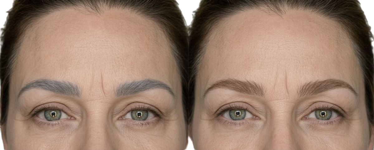 eyebrow correction before and after color improvement