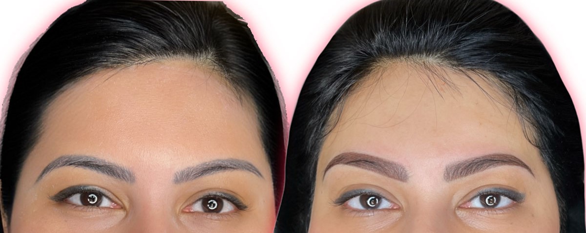 layered brow pigment requiring microblading correction Dallas TX