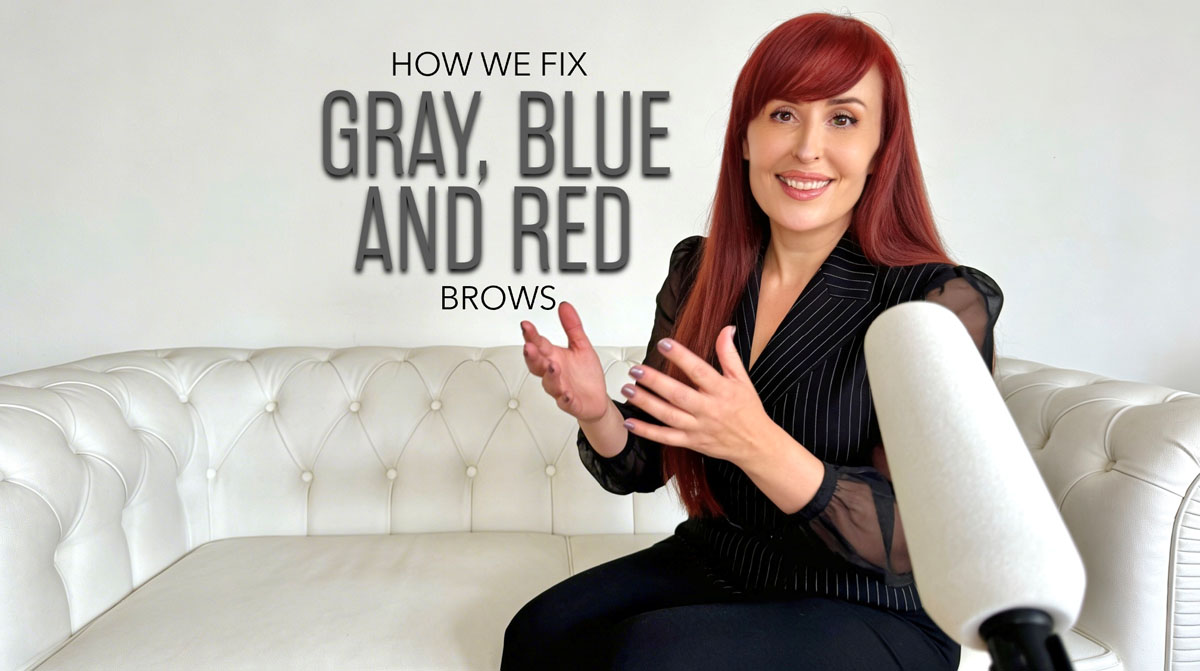 eyebrow correction specialist explaining brow color adjustment