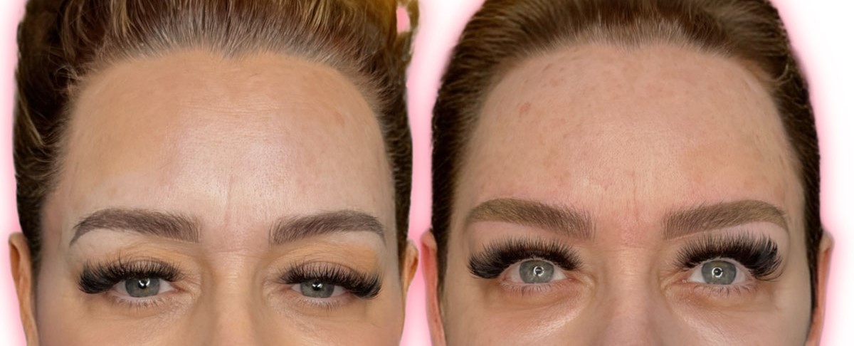 Deep dark blurred microblading strokes