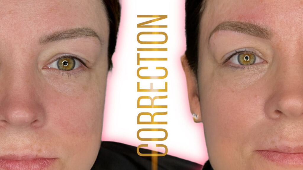 adjusting eyebrow shape during correction process