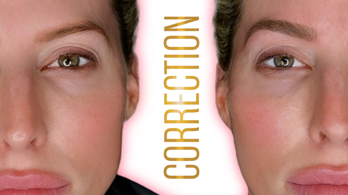 Brow correction layering technique Experienced microblading correction artist