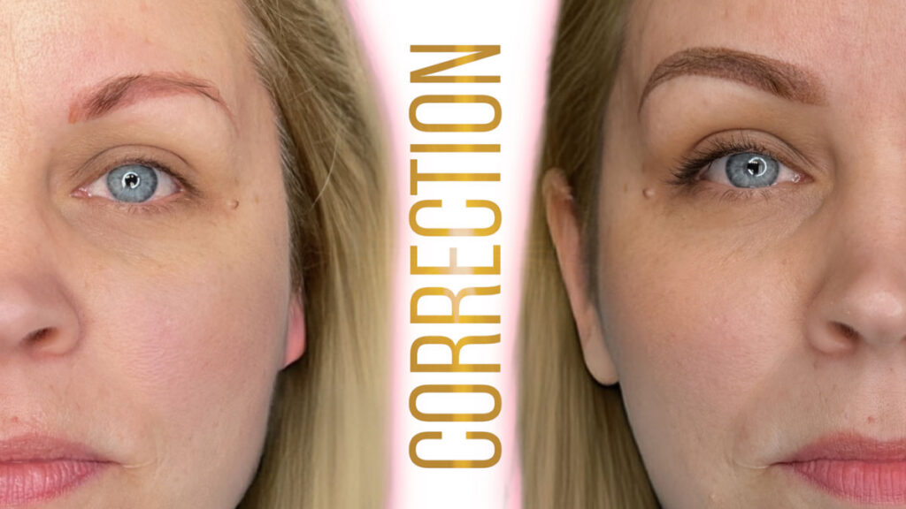 microblading correction performed by experienced artist