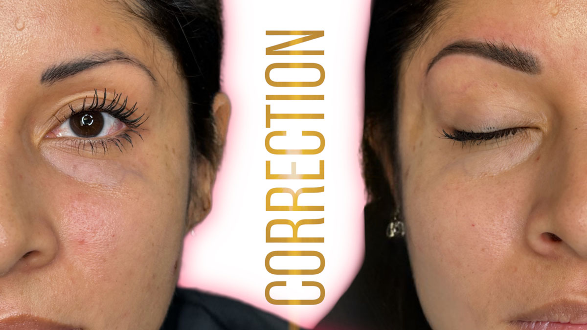 brow shape correction after microblading