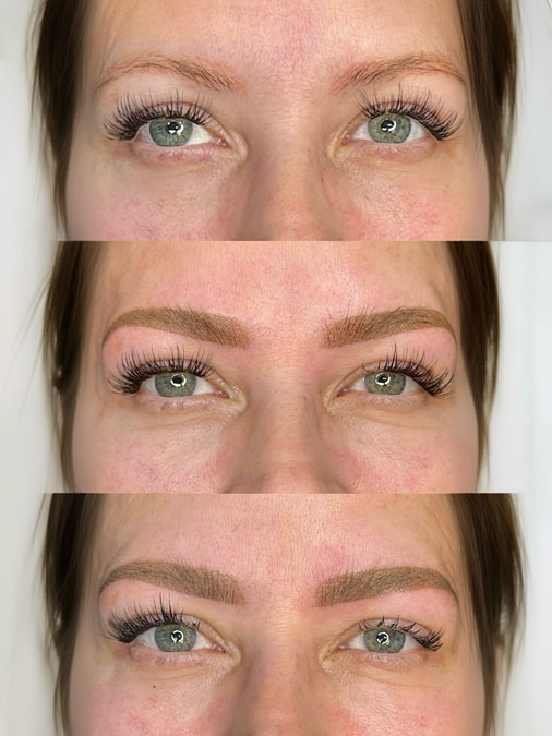 Powder Brow Correction Over Old Microblading Before and After