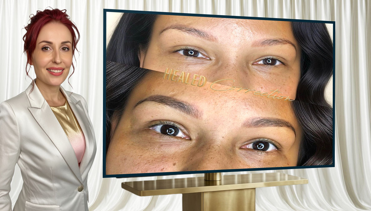 Educational consultation explaining why microblading often appears to disappear gradually over several years.