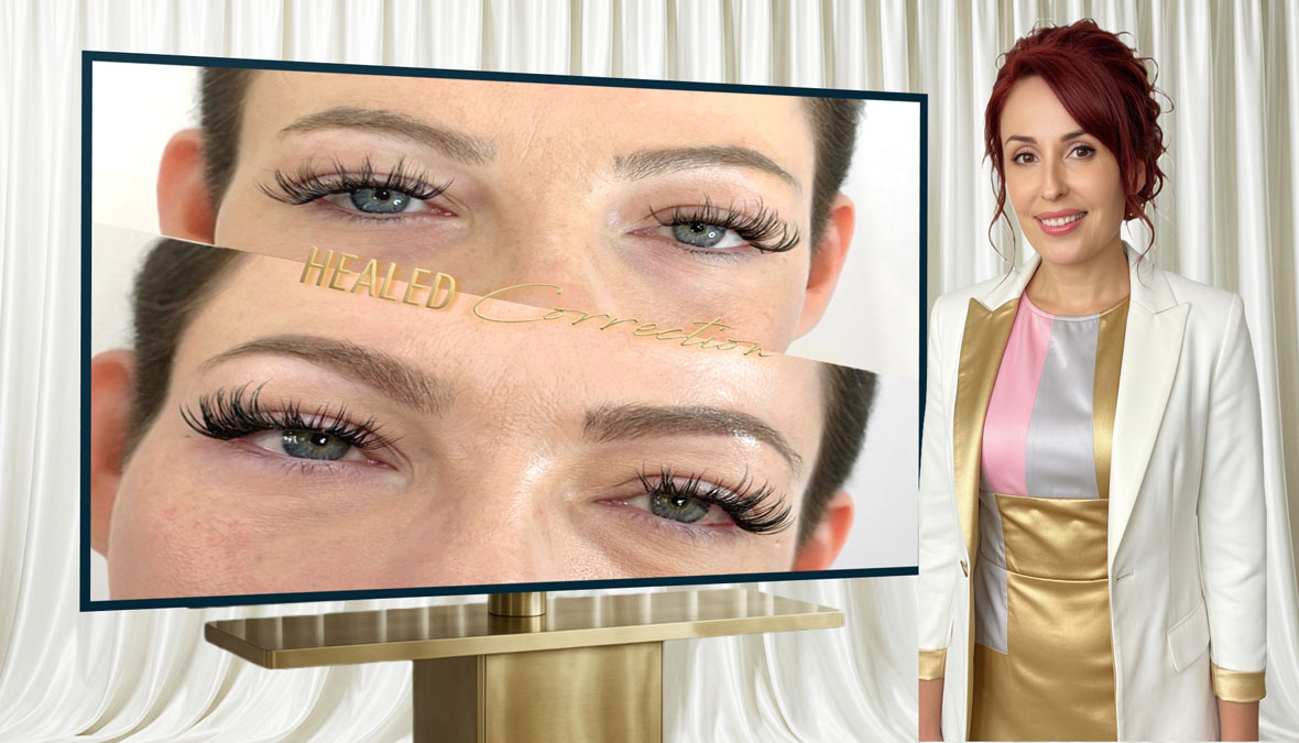 Educational consultation explaining why current brows determine whether a microblading redo is appropriate.