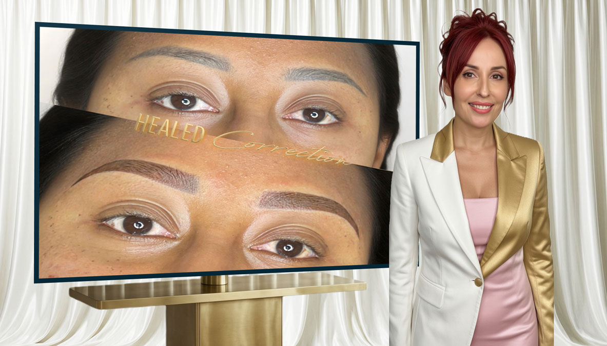 Educational explaining why additional pigment may not improve overworked microblading.