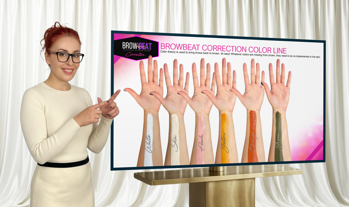 eyebrow tattoo consultation comparing redo versus correction following professional evaluation of existing healed brows.
