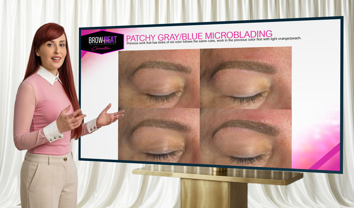 Eyebrow tattoo repair specialist explaining treatment options for previous cosmetic tattoo work